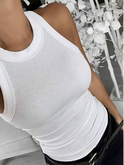 Essnce Damen-Sommer-Freizeit-Tanktop, einfarbig, schmale Passform
