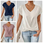 ✨Neues 2026er Modell – 50 % Rabatt👕 Elegantes V-Ausschnitt Twist Tee｜Leicht und angenehm