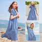 👗 50% RABATT! 💃 Damen V-Ausschnitt Revers Gestreiftes Langes Hemdkleid – Vielseitig, Knopfleiste & Bequemer Schnitt 🌸