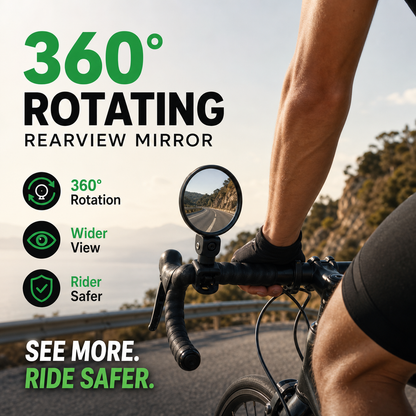 ✨50 % RABATT✨⏳Zeitlich begrenztes Sonderangebot⏰360° drehbarer Rückspiegel – Klare Sicht nach hinten, kein Verdrehen des Halses mehr. Passend für Fahrräder, E-Bikes und Motorräder. Werkzeuglose Silikonbefestigung! 🛡️✨