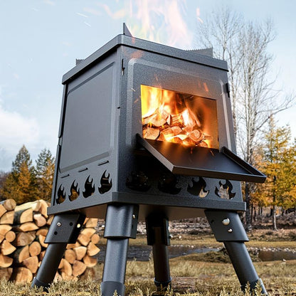 🔥🚀Tragbarer Holzofen mit Raketentechnik | 16 Belüftungslöcher für effiziente Verbrennung | Holzofen für den Außenbereich | Zusammenklappbarer Campingkocher🪵