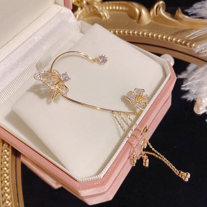 💕💕Schlichte Ohrclips mit Schmetterlings- und Blumenmotiv & Quasten – Elegant & bequem, ohne Ohrloch 🌸🦋