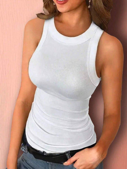 Essnce Damen-Sommer-Freizeit-Tanktop, einfarbig, schmale Passform