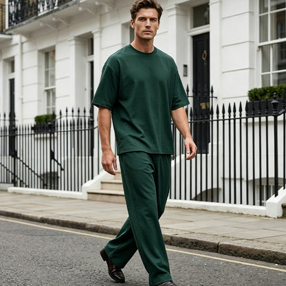 🎉 2026 NEUHEITEN: -50% 💥 Herren 2-teiliges Set – T-Shirt & weite Hose 👕👖 stylisch, bequem & modern ✨