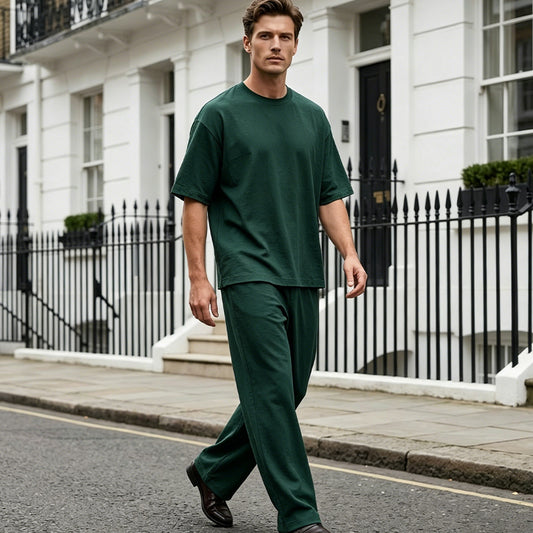 🎉 2026 NEUHEITEN: -50% 💥 Herren 2-teiliges Set – T-Shirt & weite Hose 👕👖 stylisch, bequem & modern ✨