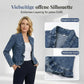 📢📢50 % RABATT !! ⏰Damen-Jeansjacke mit Rüschenbesatz und offenem Vorderteil – Leicht und feminin – Vielseitig und schick
