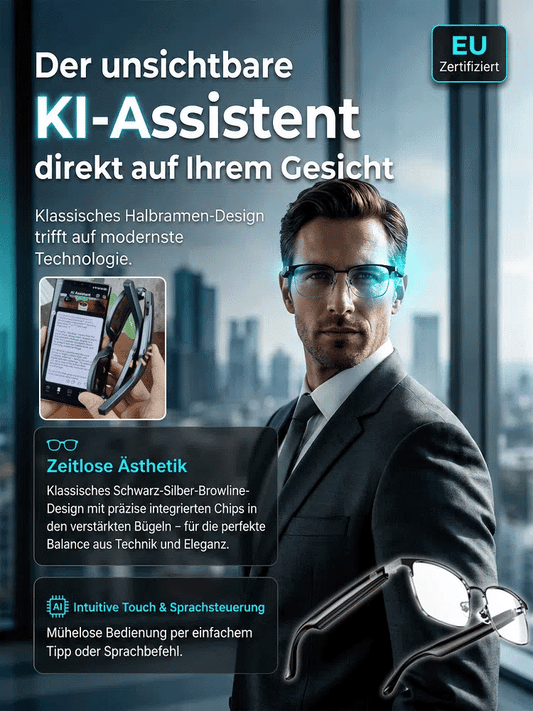 🥳 KI-Smart-Brille mit ChatGPT, 8-MP-Kamera und HD 1200P 4K-Videoaufzeichnung, Echtzeitübersetzung in über 160 Sprachen, Bluetooth 5.4, HiFi-Audio- und Musiksteuerung, intelligente Sonnenbrille mit Videoaufzeichnung für unterwegs
