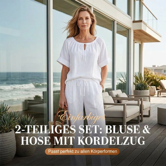 ✨🔥2-teiliges Set aus Oberteil und Hose mit Kordelzug für Damen💞
