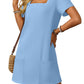 🌷 LETZTER TAG IM ANGEBOT: 50% RABATT!! 🏝️ Frauen Casual Kleid mit quadratischem Ausschnitt und kurzen Ärmeln, inklusive Taschen.