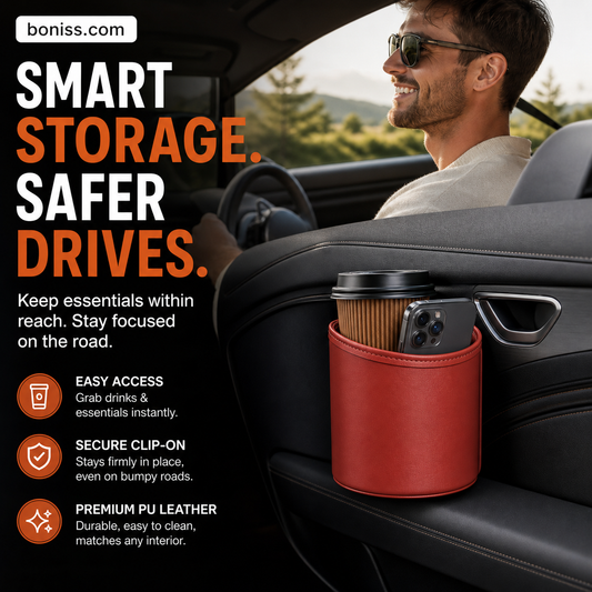 🥳2026 HOT SALE🥳💞95K+ VERKAUFT!🚗Leder-Auto-Tür-Getränkehalter – Weite Öffnung, einfacher Zugriff auf Getränke & Handy. Sichere Clip-Befestigung. PU-Leder, robust & stilvoll. 🛡️✨