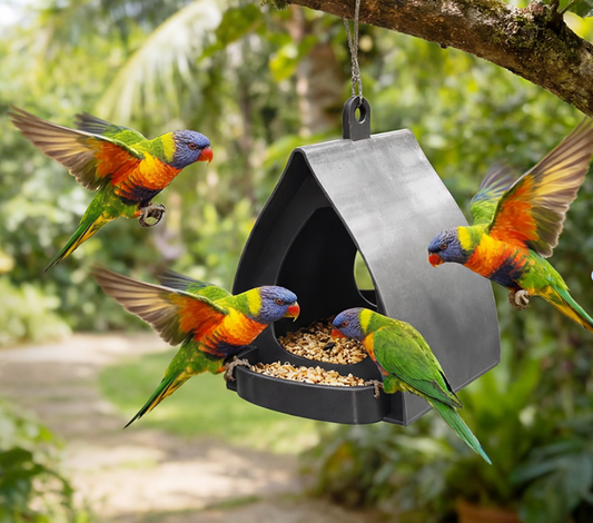 Aufhängbarer Vogelfutterspender mit Dach – Wetterschutz, Leicht zu befüllen & Hält Eichhörnchen fern