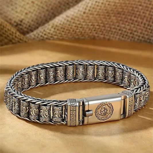 📢📢50 % Rabatt!! ⏰💎 Tibetisches Gebetsmühlen-Armband – 925er Sterlingsilber, Glücksbringer & Valentinstagsgeschenk