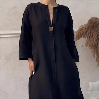 👗Lässiges, atmungsaktives Kleid in Volltonfarbe🔥