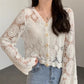 🌷Nur für kurze Zeit 50 % Rabatt💞Gehäkelte Strickjacke mit Knopfleiste