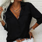 👚🤍 Einfarbiges Damen-Hemd mit Revers, langen Ärmeln & Button-Down-Kragen
