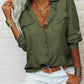 👚🤍 Einfarbiges Damen-Hemd mit Revers, langen Ärmeln & Button-Down-Kragen