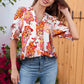 🌸Bluse mit Blumenmuster und Puffärmeln und V-Ausschnitt für Damen