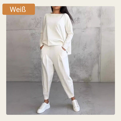 🔥2-teiliges Set mit langärmeligem Oberteil mit Rundhalsausschnitt ＆ Hose💞🔥