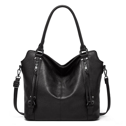 Kunstleder-Shopper, modische Damen-Schultertasche mit Reißverschluss, trendiges Geldbörsen-Set