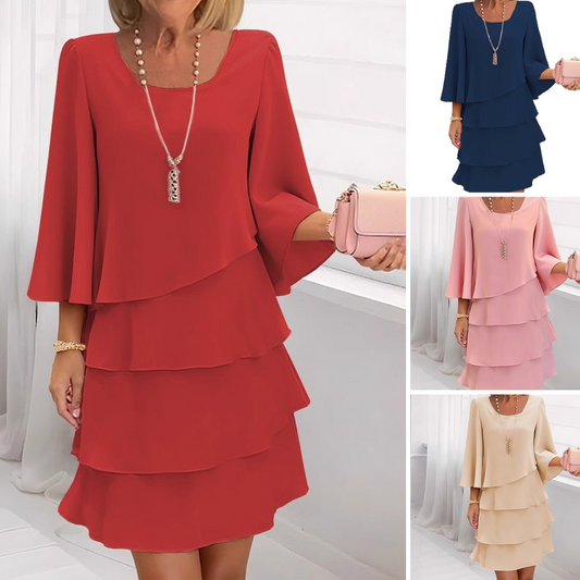 💎 50% RABATT! 💎 Elegantes Damen-Kleid mit Volantsaum – Zeitloser Quadratischer Ausschnitt & Fließende Ärmel