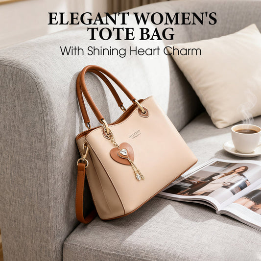👜💟Elegante Damen-Tasche mit glänzendem Herzanhänger✨