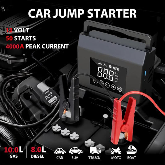 2026 Neu! 🚗 Tragbarer Auto Starthilfe Booster & Luftkompressor ⚡ Schnellstart & Reifenaufpumpen 🔥 Jetzt 50% Rabatt!