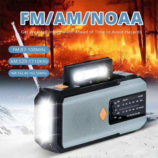 ✨🔥Multifunktionsradio für den Außenbereich,tragbare Powerbank mit handkurbelbetriebenem Solarradio für Notfälle im Freien📻