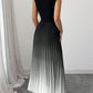 Ombré-Faltenärmelloses Stehkragen-Maxikleid ❤️