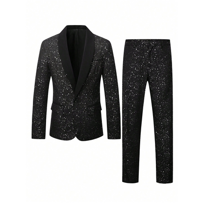 ✨🤵Herren Smoking-Anzug in Schwarz mit Glitzer🔥