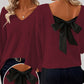 ✨🔥Women's V-Neck Sweater with Elegant Back Bow Tie🎀