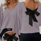✨🔥Women's V-Neck Sweater with Elegant Back Bow Tie🎀