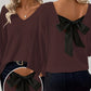 ✨🔥Women's V-Neck Sweater with Elegant Back Bow Tie🎀
