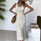 💃🎀 2026 Neu eingetroffen Elegantes Kleid mit V-Ausschnitt & Pointelle-Strickmuster ✨