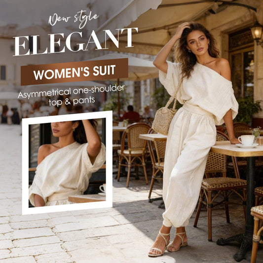 ✨💞Asymmetrisches One-Shoulder-Oberteil und Hose für Damen