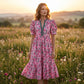 👗 50% RABATT! 🌸 Damen Maxikleid mit Blumendruck & Puffärmeln – Romantischer Stil, Fließender Stoff & Perfekt für den Sommer ☀️