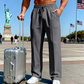 🛒 50 % Rabatt 👖Herrenhose mit elastischem Bund und Kordelzug, gerader Schnitt