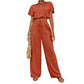 ✨🔥Kurzarm-Oberteil + lockere gerade Hose – Zweiteiler-Set für Damen