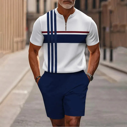 ✨🔥Herren-Hemd-und-Shorts-Set mit Viertelreißverschluss