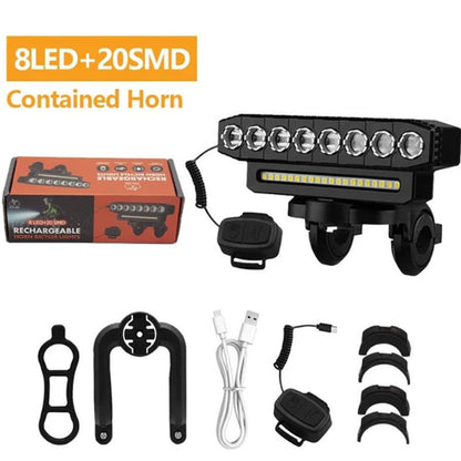 🚲Rechargeable 28-LED Bicycle Headlight with Horn