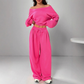 ✨💞Damen-Off-Shoulder-Sweatshirt- und Wide-Leg-Hose-Set