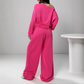 ✨💞Damen-Off-Shoulder-Sweatshirt- und Wide-Leg-Hose-Set
