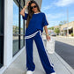 ✨🔥Women's Striped Top & Wide-Leg Pants Set