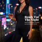 ✨🔥Eleganter Jumpsuit mit V-Ausschnitt, Spitzenverzierung und ausgestelltem Bein🖤