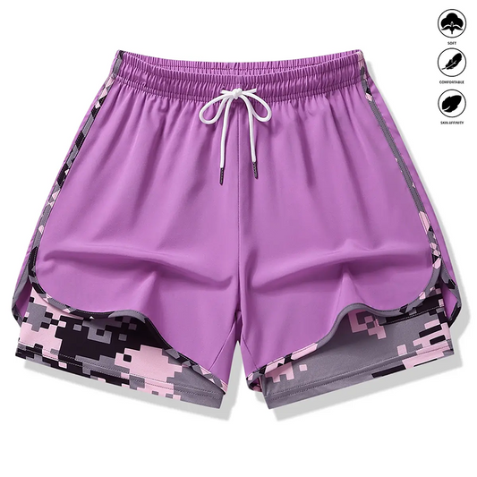 50 % RABATT AUF 2-IN-1-SPORTSHORTS! 🔥 Atmungsaktives Material, Camouflage-Futter & Taschen für Damen 🏃‍♀️✨