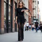📢📢50% OFF !! ⏰Sheer Floral Lace Panel Flare Pants