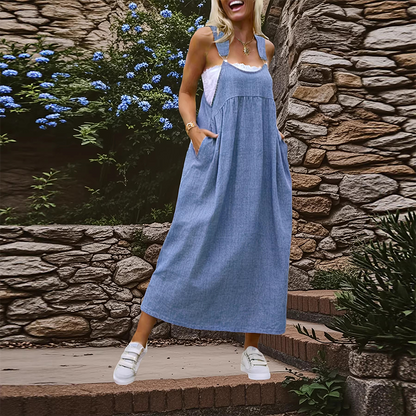 👗 50% RABATT! 💙 Damen Latzkleid in Denim-Optik – Locker, Modern & Perfekt Für Den Alltag 🌸