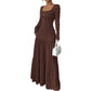 🌸 LIMITIERT 50% RABATT! ✨ Maxikleid mit Vintage-Charme: Quadratischer Ausschnitt, Rüschen & Elastisches Smok-Oberteil für perfekte Passform 👗
