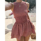 🌷Sonderpreis: Nur 27.99 €!!🌷Ärmelloses Minikleid aus Gingham-Stoff mit Smok-Details – Kostenloser Versand ab zwei Stück