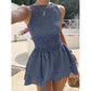 🌷Solange der Vorrat reicht 49% Rabatt!🌷Ärmelloses Minikleid aus Gingham-Stoff mit Smok-Details – Kostenloser Versand ab zwei Stück