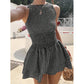 🌷Solange der Vorrat reicht 49% Rabatt!🌷Ärmelloses Minikleid aus Gingham-Stoff mit Smok-Details – Kostenloser Versand ab zwei Stück